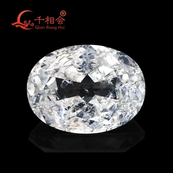 

Artificial sapphire oval shape natural cut white color including minor cracks and inclusions corundum loose gem stone
