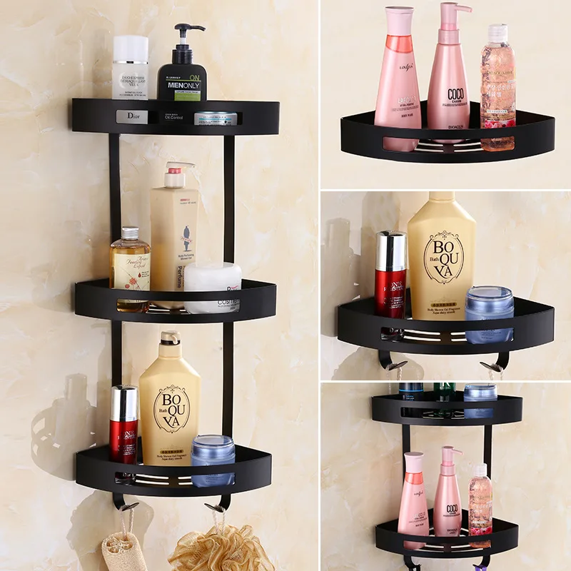 

Black And White with Pattern Bathroom Three Layer Shelf Hotel 304 Stainless Steel Double Layer Set Square Basket Single Layer Sa