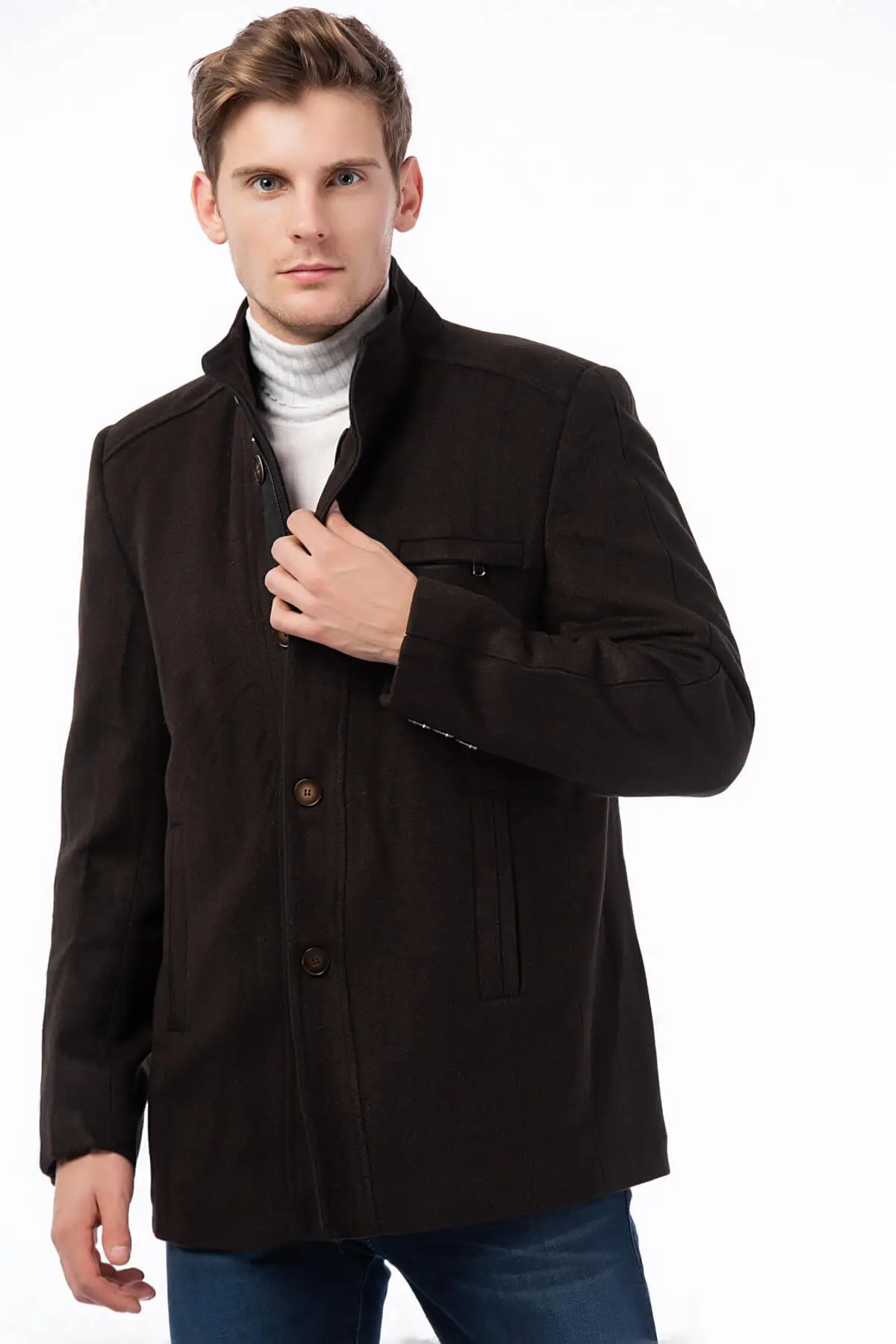 Мужская кофейная Overcoat-1020001P8304 с узором Dewberry