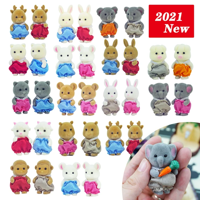 Simulation Forest Animal Baby Toys Rabbit Family Dolls Dollhouse Figures Collectible Toy 4.5CM 1:12 2PCS Furniture Set Gift 1