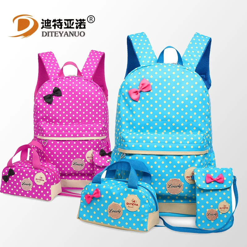 

2019 Burden Relieving New Style Women's Backpack Korean-style Polka Dot Women's Backpack Travel Casual 3 Pieces STUDENT'S Backpa