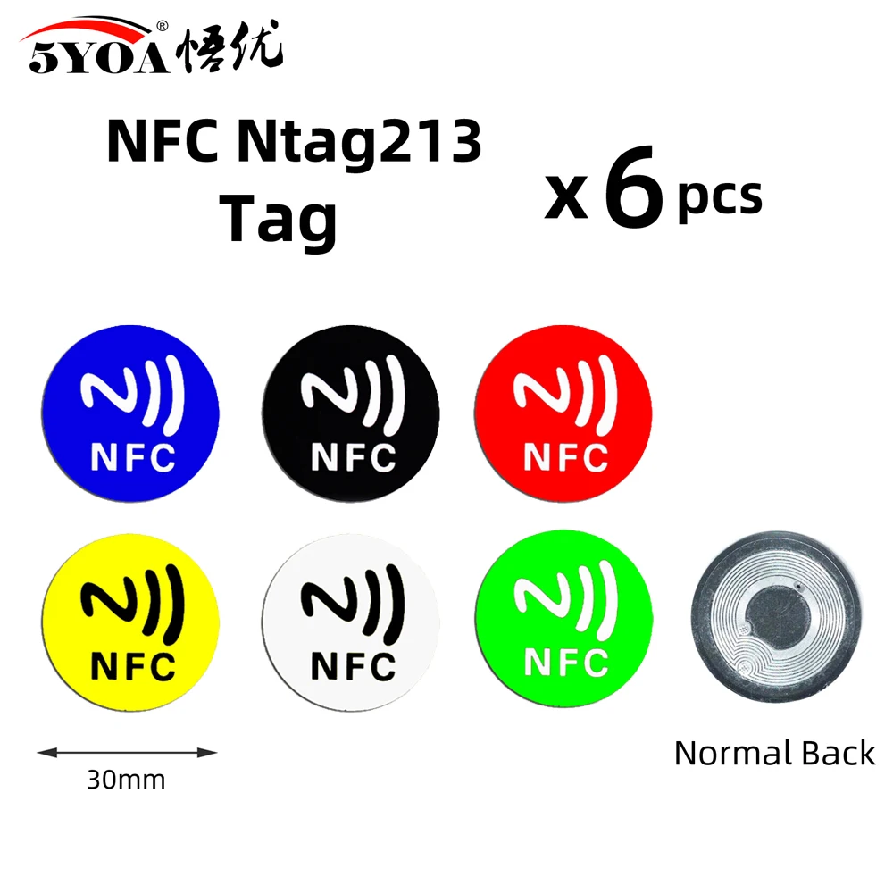 electronic gate lock 6pcs NFC Ntag213 TAG Sticker Ntag 213 for Huawei 13.56MHz Universal Label RFID Key Token Patrol Ultralight Tags best smart door lock Access Control Systems