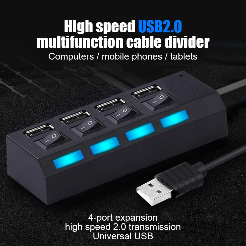 USB Divider Splitter Multi USB 2.0 Hub Multiple 4/7 Port Hab Splitters With Power  Adapter Computer Accessories Hub For PC|Concentradores USB| - AliExpress