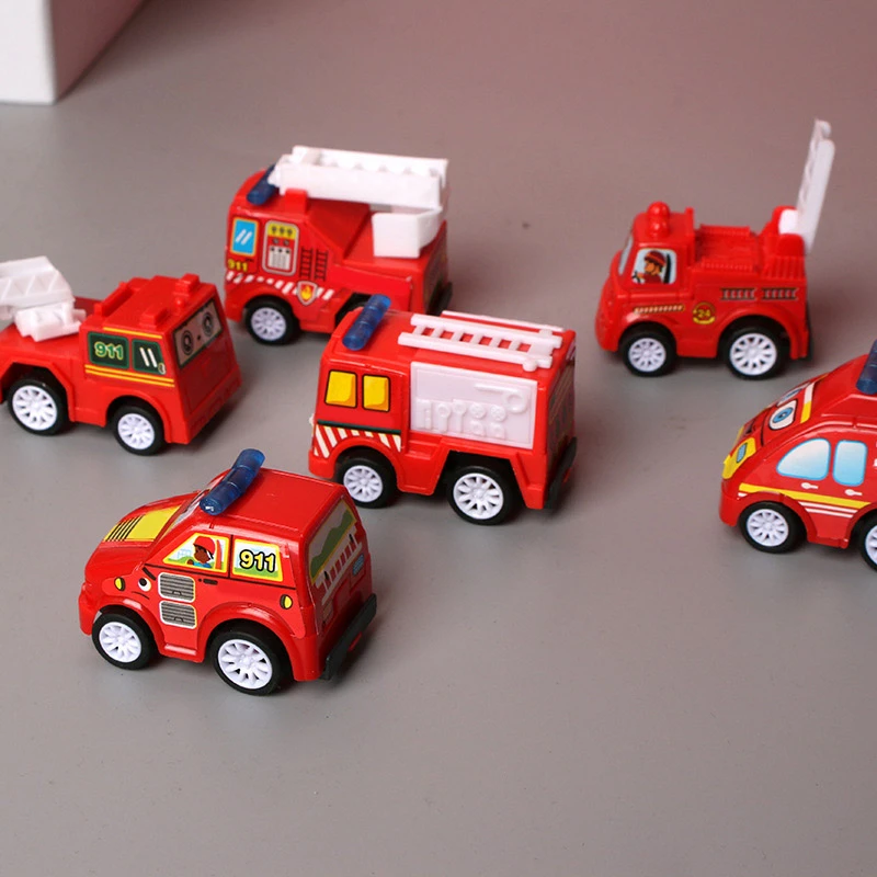 Modelo de coche de juguete para niños, vehículo móvil, camión de bomberos, Taxi, Mini coches para niños, 6 uds.|Juguete fundido a presión y vehículos de juguete| AliExpress