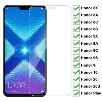 Перейти на Алиэкспресс и купить 9H Защитное стекло для Huawei Honor 8X 8A 8C 8S закаленное защитное стекло для экрана Honor 9X 9A 9C 9S 9i 10i 20i 20S Play стекло пленка чехол