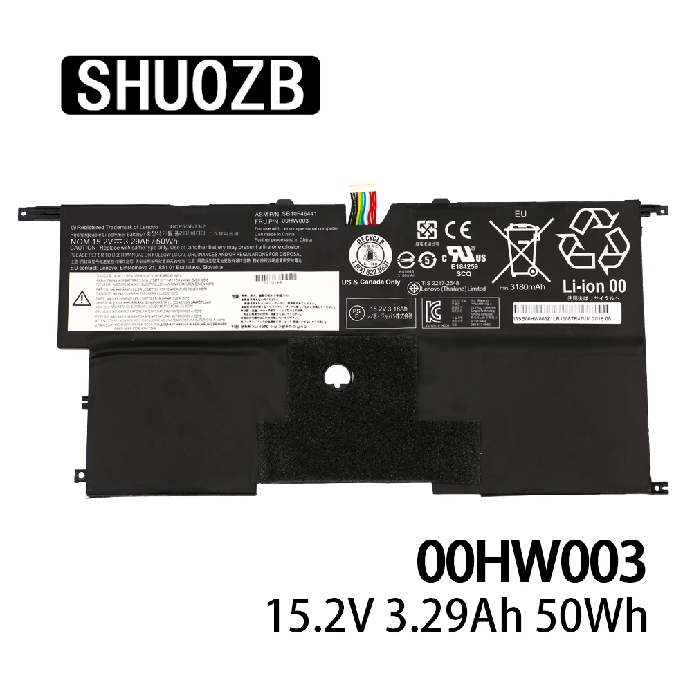Аккумулятор SHUOZB 00HW003 SB10F46441 для ноутбука Lenovo ThinkPad X1 Carbon Gen3 2015 SB10F46440 15 2 в 50 Вт/ч 3295