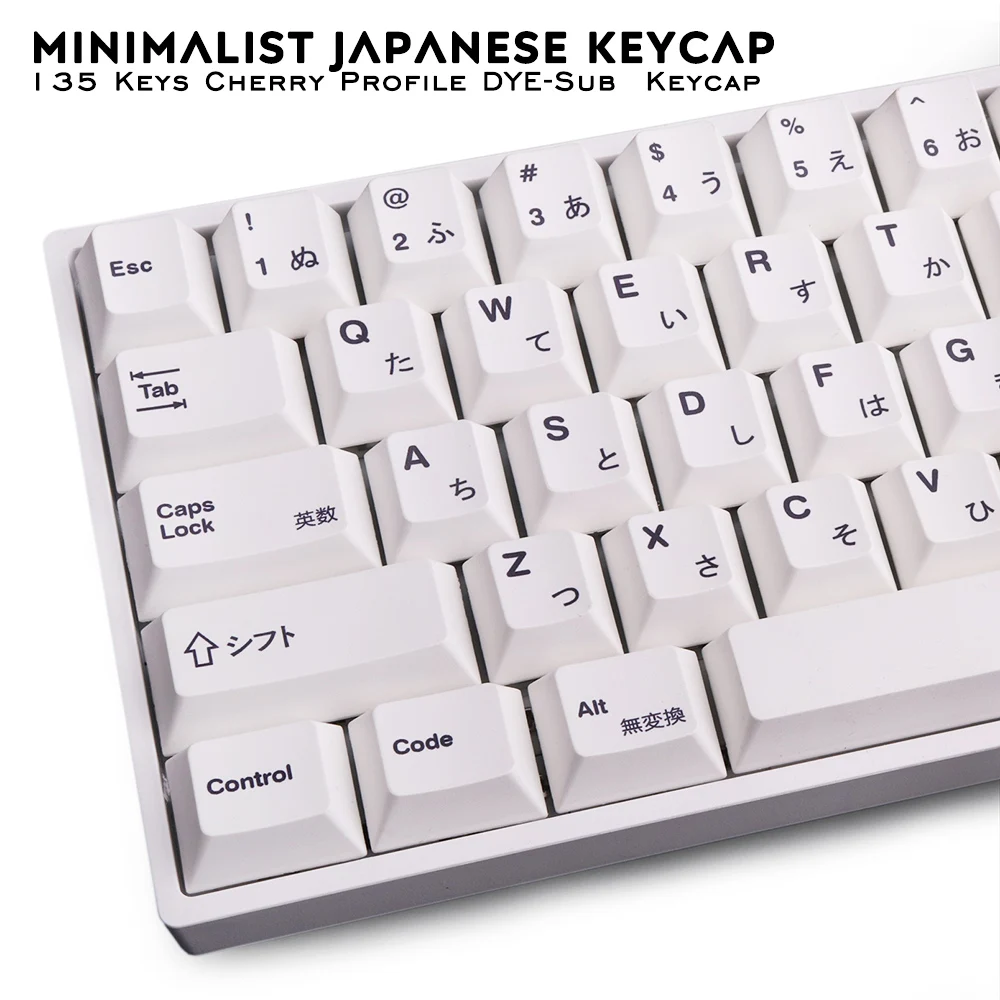 Tema Branco Minimalista 135 Teclas de Cereja Perfil Pbt Keycap Dye-sub Inglês Personalizado Personalidade Keycaps para Teclado Mecânico 61 - Imagem 5