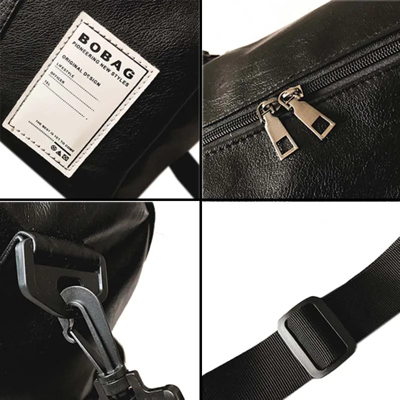 gym bag or backpack - PU Leather Sports Gym Bag Strip Training Bags Women Men Stylish Fitness Handbag Large Travel/Luggage Tote