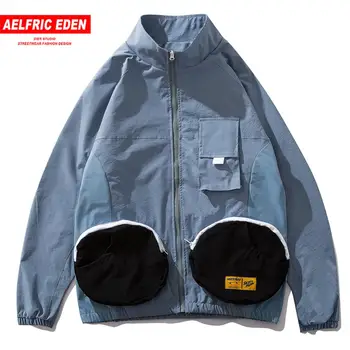 

Aelfric Eden Patchwork Men Stand Jackets 2019 Autumn Winter Fashion Casual Streetwear Harajuku Hip Hop Zipper Pockets Male Coats