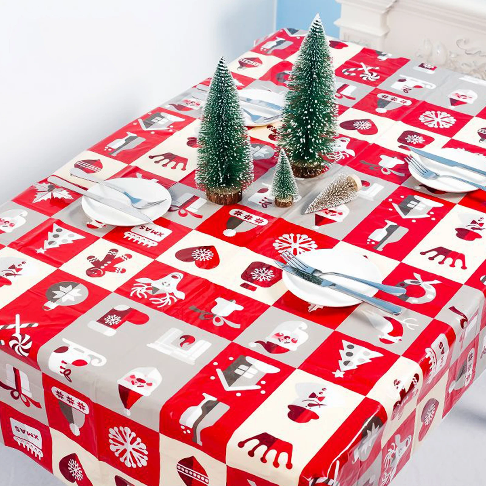 

Christmas New Year Tablecloth Kitchen Dining Table Decorations Rectangular PVC Table Covers Christmas Decorations for Home MM