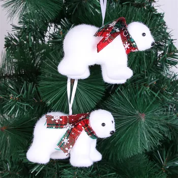 

Mini Cute Plush White Bear Christmas Tree Pendant Decoration Home Decoration christmas decorations for home 2020 new year