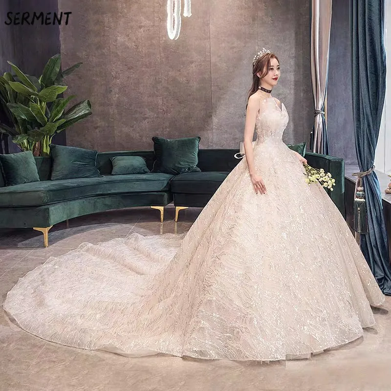 

OLLYMURS Luxury Lace Sleeve Wedding Dress Off The Shoulder Suitable for Pregnant Women 100cm Tail Spring Summer Autumn Wedding