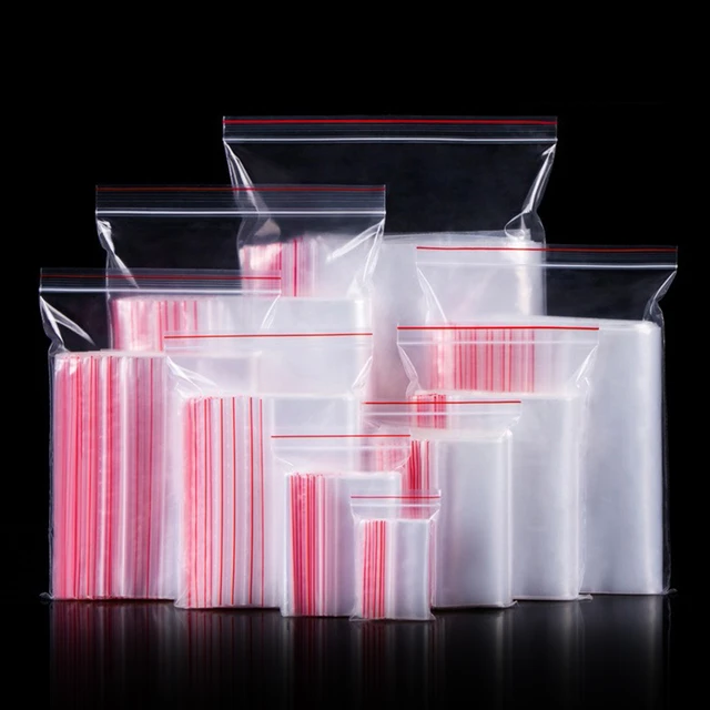 100 Pcs Thick Clear Ziplock Plastic Poly Bags Durable Reclosable