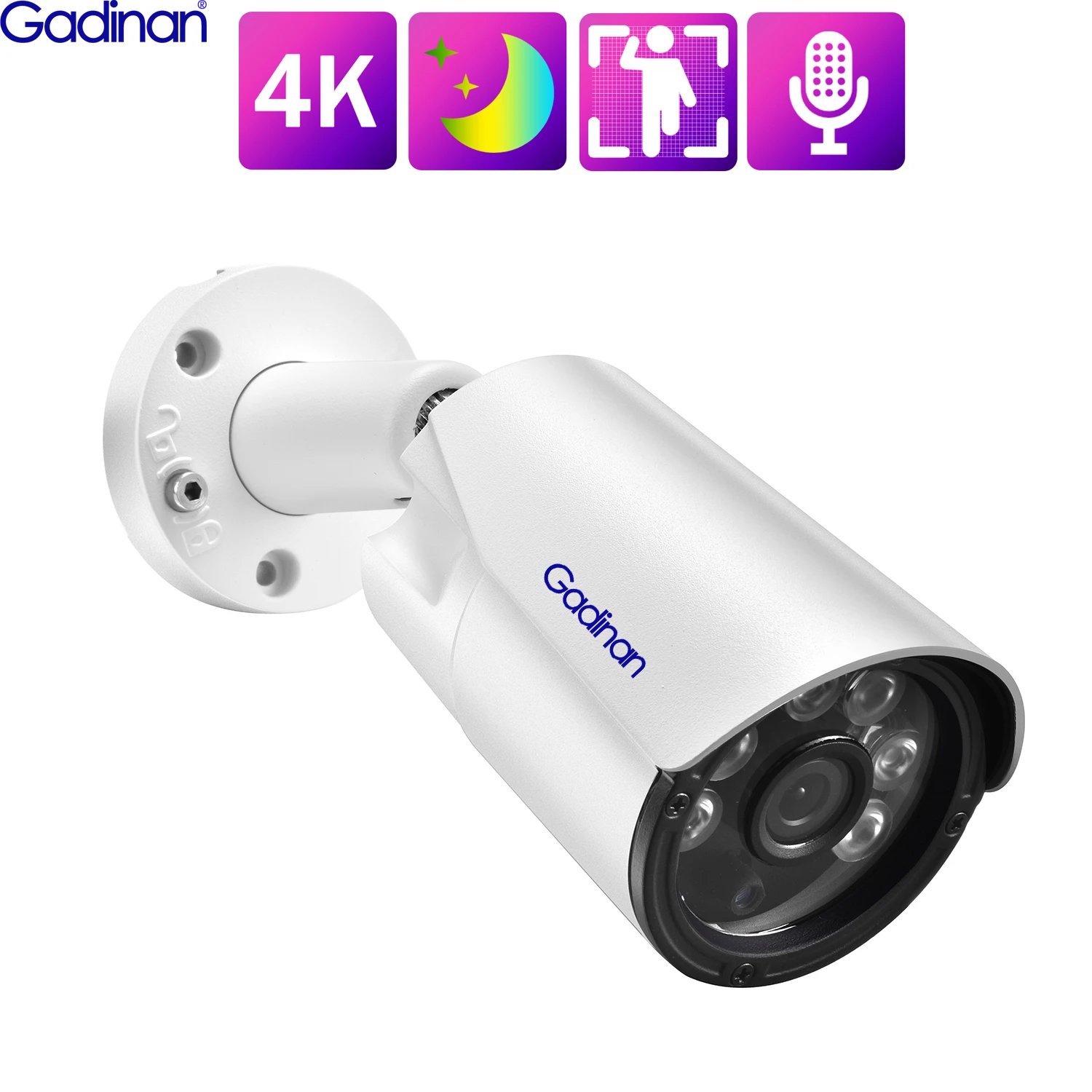 hd cctv camera Gadinan Ultra HD 4K 8MP CCTV Audio PoE IP Camera Security Street Outdoor Double Light Full Color Night Vision Human Detection 4k security camera