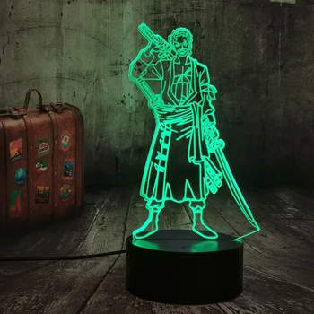 

One Piece Action Figures Roronoa Zoro Lamp Luffy Night Light USB Led Desk Light Model Kids toy Christmas Gift Anime Bedside Lamp