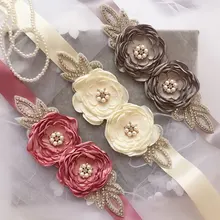 Женский элегантный два цветка створки цветок девушка горный хрусталь бисерный пояс Свадебная лента широкий пояс свадебное платье пояс