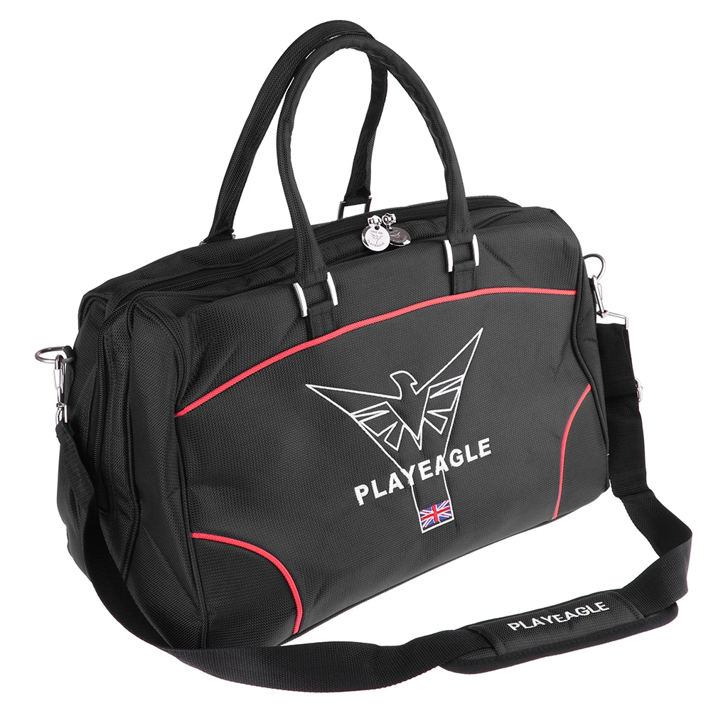 Waterproof Golf Club Boston Bag Deluxe Golf Clothing & Shoes Storage Case with Separate Shoes Area