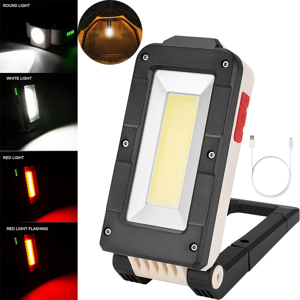 LED Working Lamp COB+LED Rechargeable Magnetic Torch Flexible Inspection Lamp Cordless Worklight USB Charging Cable Flashlight