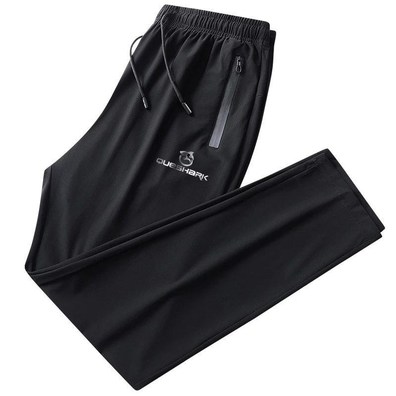 Queshark Men Reflective Ice Silk Quick Dry Running Pants Zipper Pockets Breathable Training Jogging Cycling Fitness Trousers 6