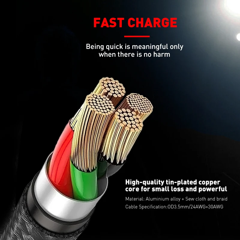 HAVIT Double-Sided Insertion of Micro Phone Cable USB 3A Flash Charge For OPPO Samsung Xiaomi Android Mobile Phone Wire Cord