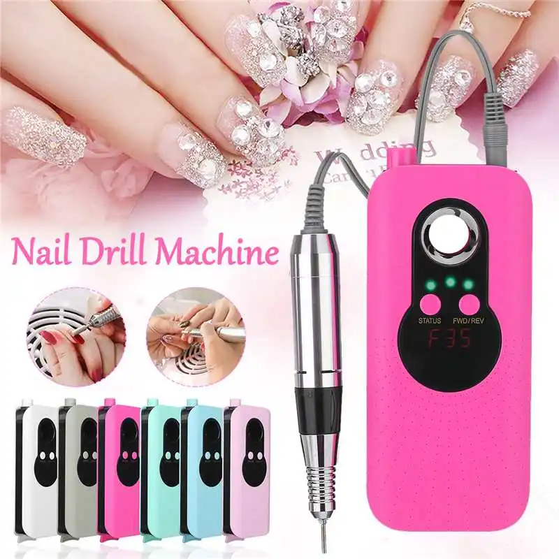 

35000RPM Professional Electric Nail Drill Pen Handle File Polish Grind Machine Portable Rechargeable Manicure Pedicure US Plug