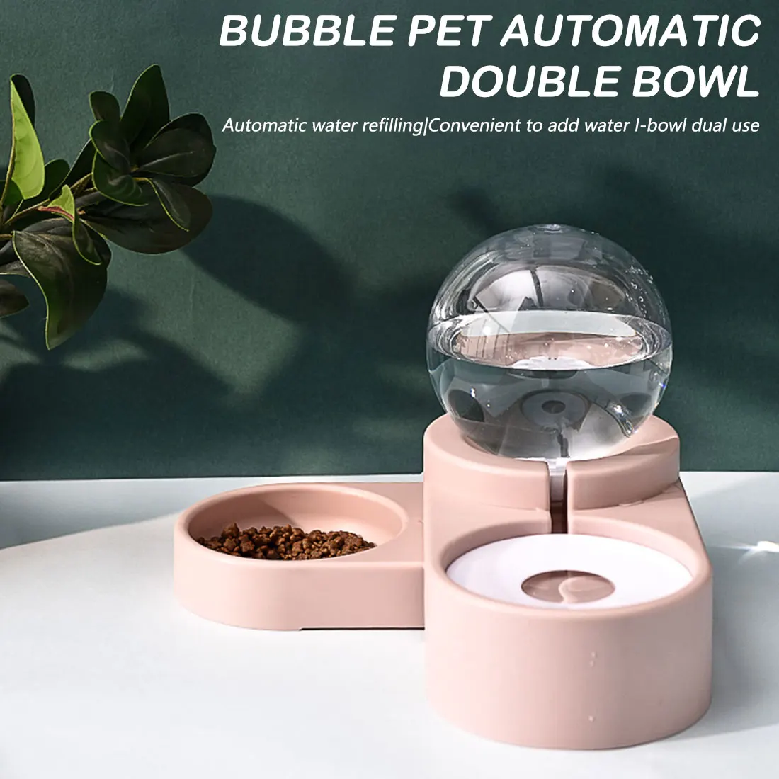 

Pet Bubble Drinker Drinking Fountain Automatic Refill Water Double Bowl Dual Use Split Design Save Space Silicon Material