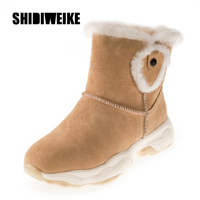 

2020 Female winter new warm snow boots comfortable women shoes low heel Round toe slip-on ankle boots J968