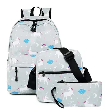 

3pcs set Cartoon Unicorn School Backpack Set for Teenage Girls Boys Student Kid Orthopedics Bagpack Children Satchel Enfant