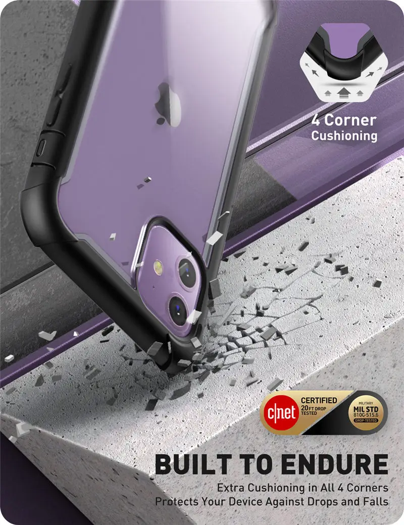 Для iPhone 11 чехол 6,1 дюйма( выпуск) i-BLASON Ares цельный прочный прозрачный чехол-бампер со встроенной защитной пленкой