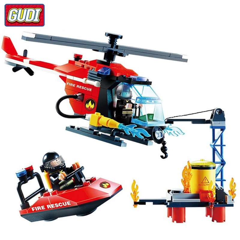 

Blocks Large Fire Rescue Legoingly Building Blocks Fire Station Helicopter Truck Block Toys For Children Gifts