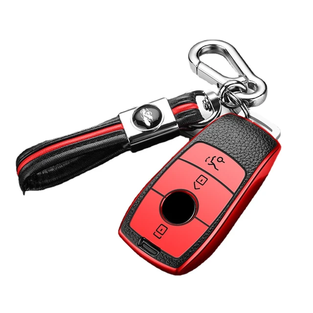Mercedes Benz Schlüssel Etui Tasche Hülle AMG Leder Schwarz/Rot