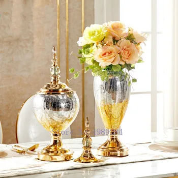 

Creativity Color Glass Vase Metal Silver Crafts Decoration Modern Home Living Room Flower Arrangement Flower Vase Wedding