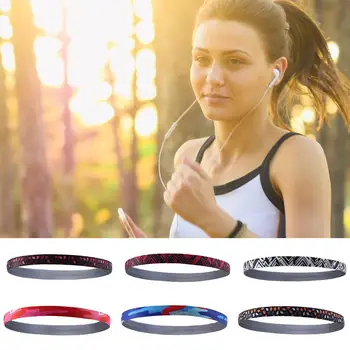 

Stylish Elastic Unisex Sports Sweatband Running Fitness Anti-Sweat Headband Breathable fabric Silicone strip design