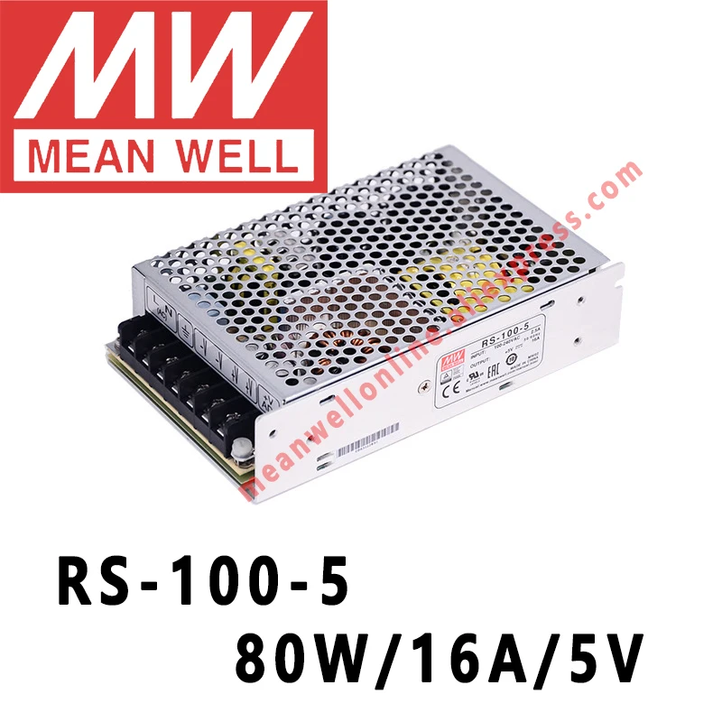 RS-100-5 Mean Well 80 W/16A/5 V DC одиночный выход импульсный источник питания meanwell интернет