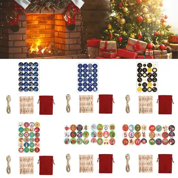 

Christmas DIY Sticker 2020 Advent Calendar Burlap Bag Set Christmas Gift Bag With 24 Advent Number Sticker Christmas Day Calenda