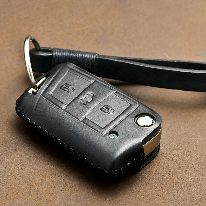 Кожаный чехол для ключей для Volkswagen VW Golf 7 GTI R MK7 Tiguan для Skoda Octavia A7 Karoq для Seat Leon Ibiza Key Portect
