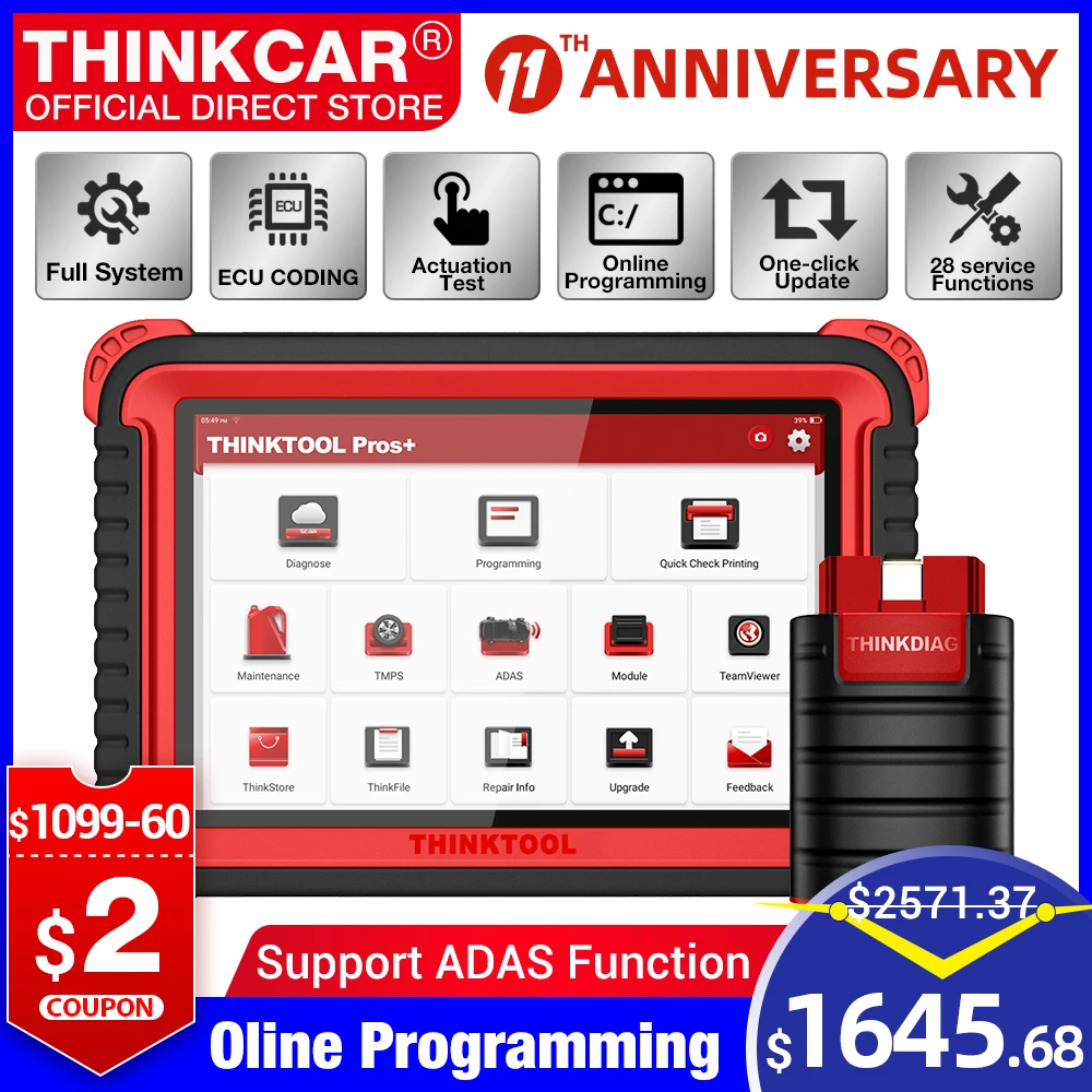 US $1.799.96 Thinkcar Thinktool Pros OBD2 Professional All System Diagnostic Scanner Code Reader Programmable Scanner ECU Coding Active Test