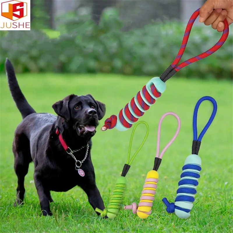 

2020 new dog training rope winding rod retractable pulling rope Interactive Toy Puzzle throwing foam knot stick