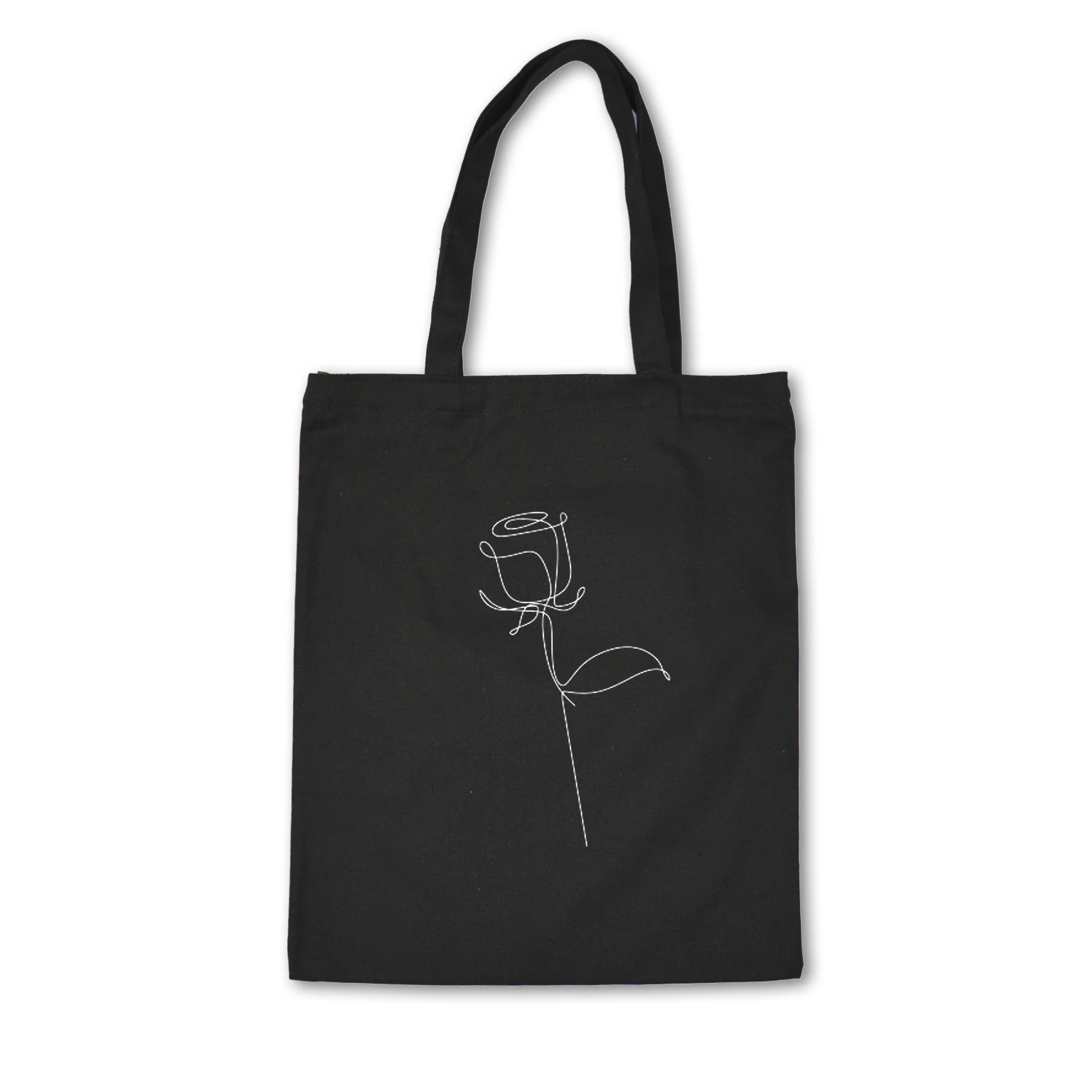 Творение руки линии Искусство Холст сумки хлопок простой с принтом сумки для покупок, на молнии девушки сплошной цвет жизни Повседневная Pacakge - Цвет: E196BLACK