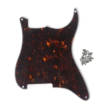 

FLEOR Brown Tortoise 4 Hole Guitar Pickguard Custom Blank Material Scratch Plate with Screws for Strat Guitar Accessories