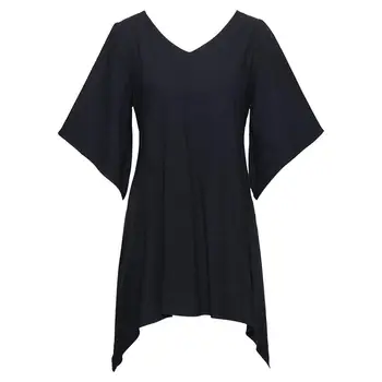 

Black Summer Bat Sleeve V Neck Top Back Tightness Shirt Hippie Boho Casual Wear Vintage Clothes Unique Blouses For Women