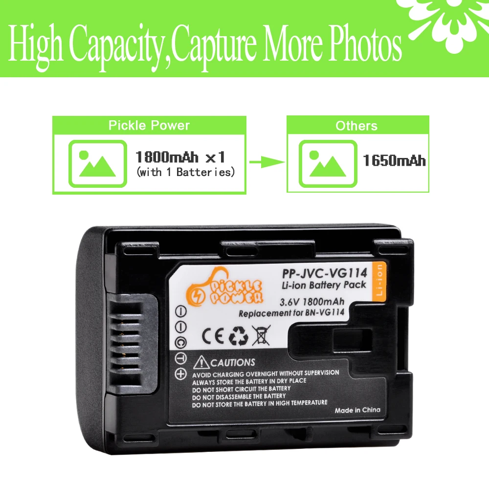 Bateria de Reposição para Jvc Poder Pickle Bn-vg107u Bn-vg108u Bn-vg108e Bn-vg114u Bn-vg114us 1800mah Bn-vg114 Bn-vg107 - Image 2