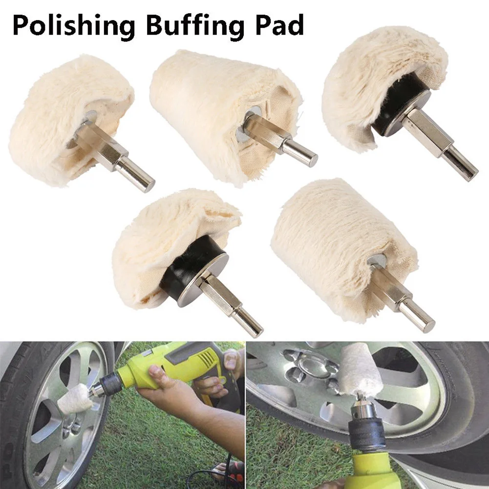 5Pcs 6mm Metal Mirror Grinding Head Buffing Wheel Rims For Drill Polishing Mop Car Motorcycle Kit For Mag Wheels Cotton Pad
