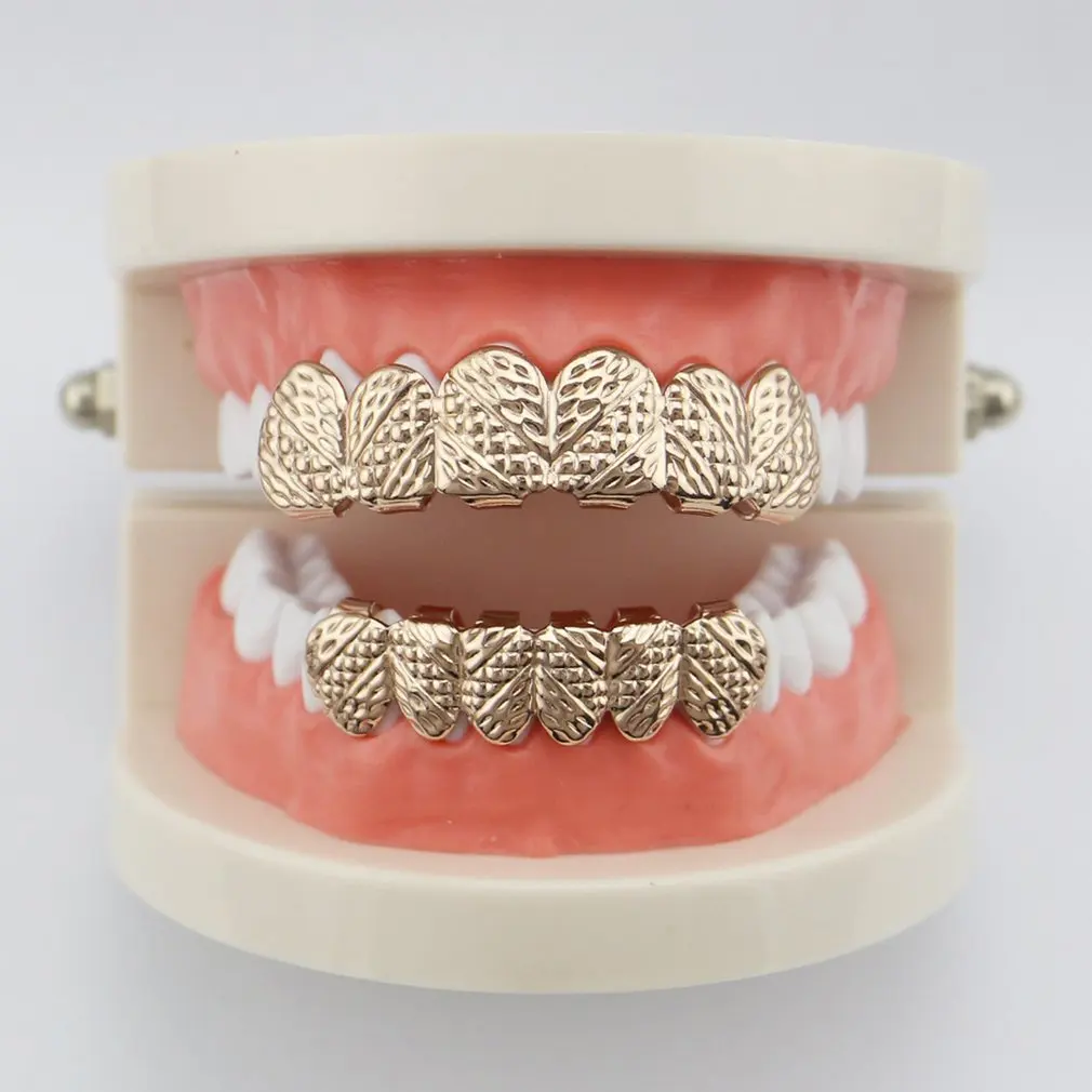 

Hip Hop Rapper Teeth Dental Jewelry Custom Fit Gold European and American Electroplate Copper Top Bottom Party Jewelry 4 Colors