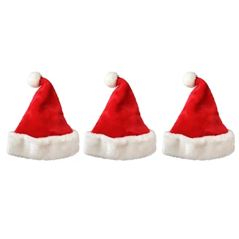 

3Pcs Santa Claus Hat Christmas Hat Christmas Day Clothing Dress Up Plush Thick Christmas Hat Adult