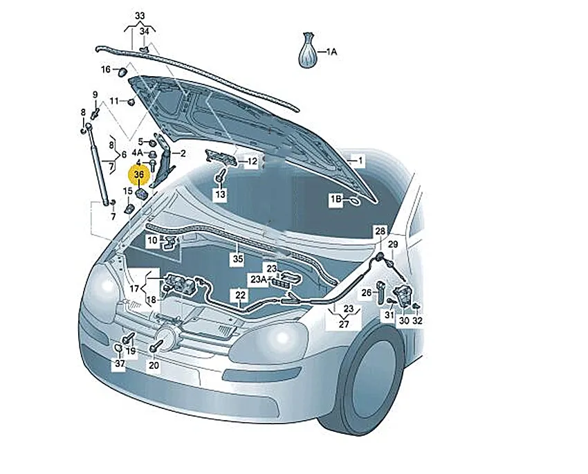 Губка капота двигателя, пена капота, буферная губка капота для VW Golf R32 G T I Rabbit Variant 5K1823730 5K1 823 730