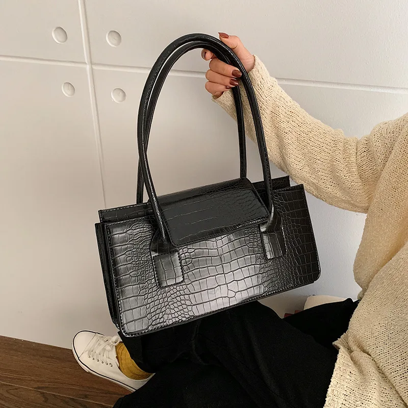 

Western Style One-Shoulder Big Bag Women's 2019 New Style Fashion Korean-style WOMEN'S Bag Shoulder Bag Stone Pattern Textured F