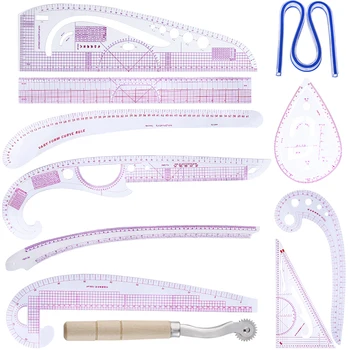 

Imzay 11pcsRuler Tailor Measuring Kit French Curve Sewing Set Patchwork Rule Combination Paddle Wheel