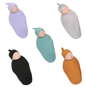 

3 Pcs/set Maternal and Child Supplies Baby Swaddle Newborn Wrap Cap Headband Photography Photo Props Blanket Hat