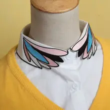 Женские съемные лацканы Половина Рубашка вышитые красочные перо Поддельные Воротник D08E